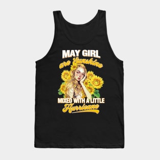 May Girl Sunshine Mixed Hurricane Shirt Cancer Leo Birthday Tank Top